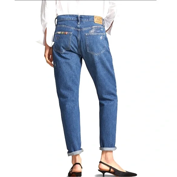 Polo Ralph Lauren Slim Tapered Boyfriend Patchwork Jeans - Picture 3 of 16